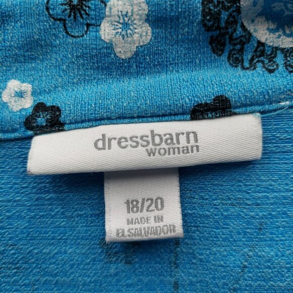 Dressbarn Woman Blue Floral Print Short Sleeve Blouse 18/20 Lightweight Comforta - Picture 3 of 4